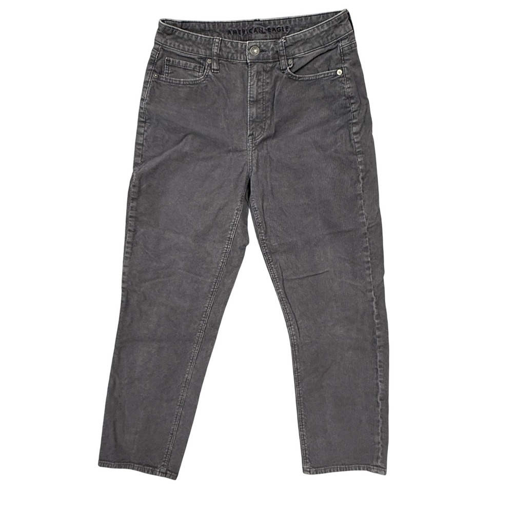 American Eagle Jeans Womens 6 Short Gray Mom Straight Stretch Corduroy Pants